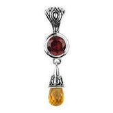 SP-7143-CO1 Sterling Silver Pendant With Citrine Q., Garnet Q. Jewelry Bali Designs Inc